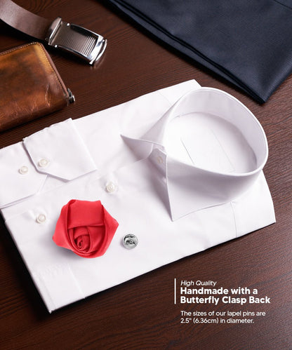 Rose Bud Flower Lapel Pin by Vittorio Vico (solidlapel - bud - red) for Independent Retail Stores by Dubal Brothers