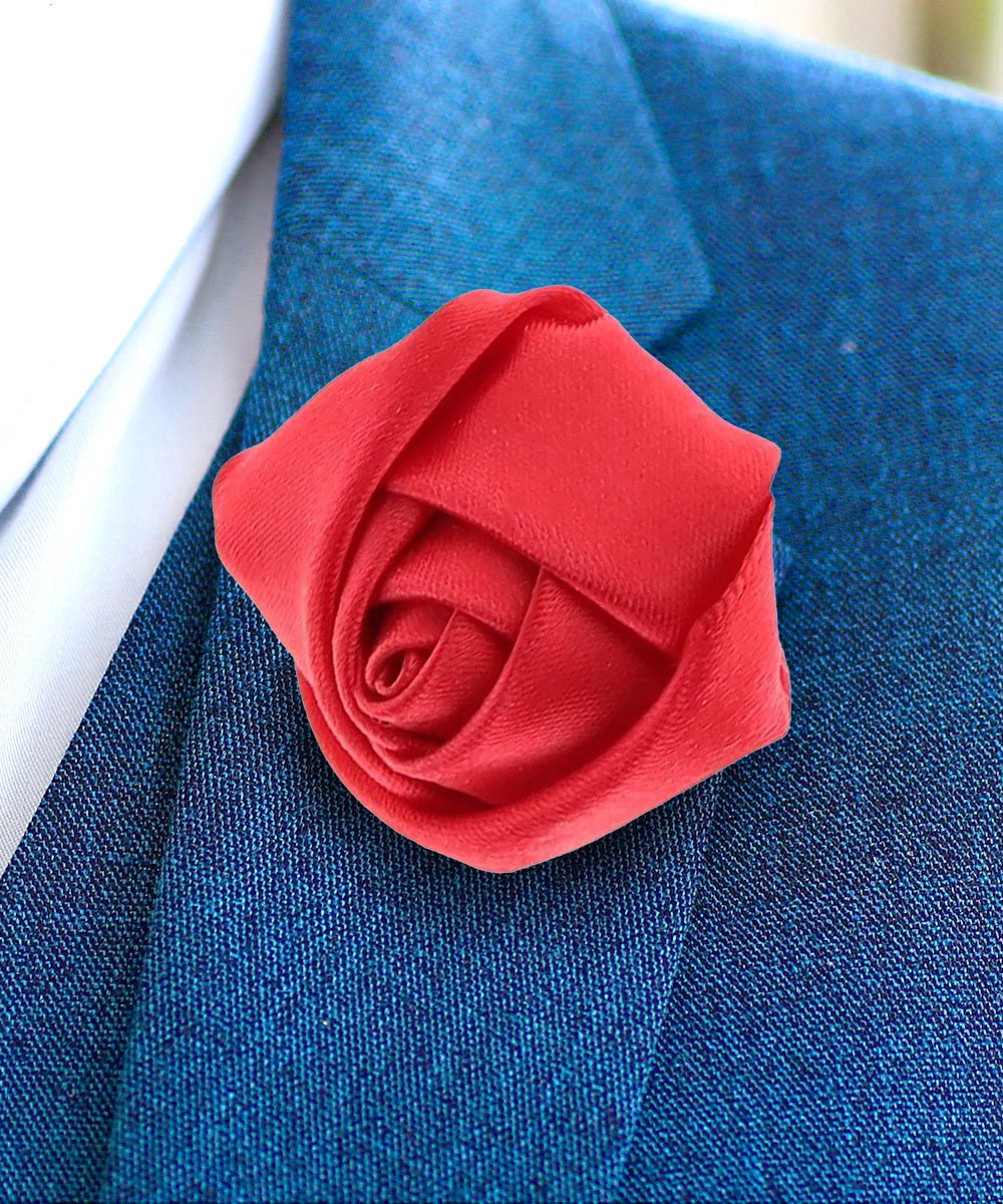 Rose Bud Flower Lapel Pin by Vittorio Vico (solidlapel - bud - red) for Independent Retail Stores by Dubal Brothers