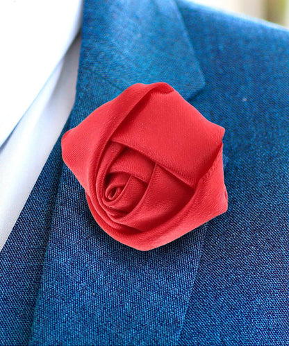 Rose Bud Flower Lapel Pin by Vittorio Vico (solidlapel - bud - red) for Independent Retail Stores by Dubal Brothers