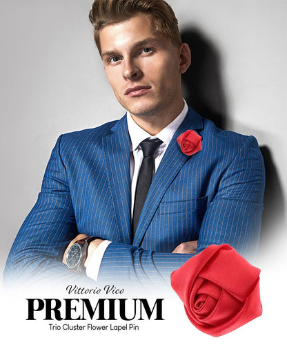 Rose Bud Flower Lapel Pin by Vittorio Vico (solidlapel - bud - red) for Independent Retail Stores by Dubal Brothers