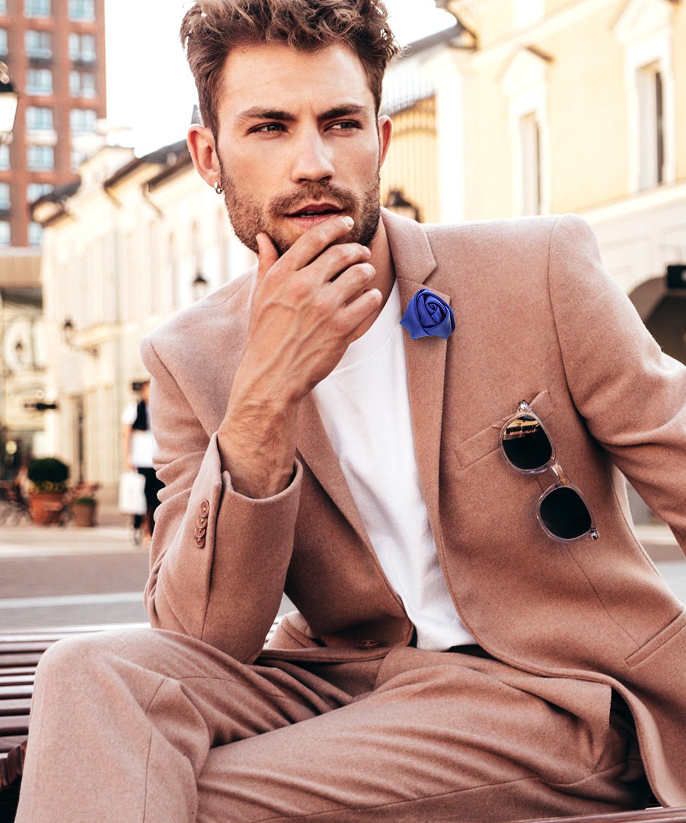 Rose Bud Flower Lapel Pin by Vittorio Vico (solidlapel - bud - royal) for Independent Retail Stores by Dubal Brothers