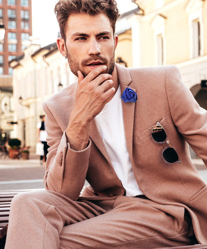 Rose Bud Flower Lapel Pin by Vittorio Vico (solidlapel - bud - royal) for Independent Retail Stores by Dubal Brothers