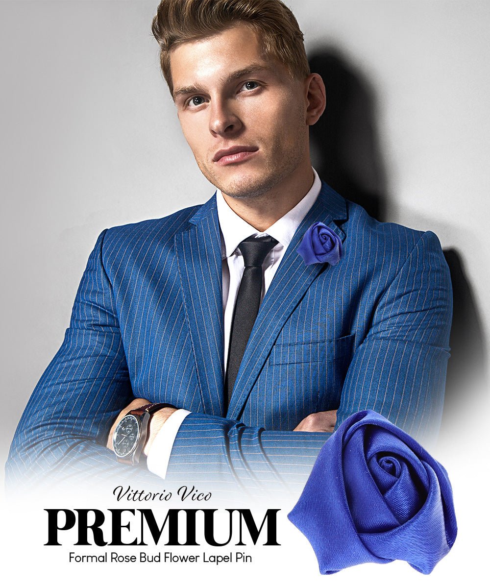 Rose Bud Flower Lapel Pin by Vittorio Vico (solidlapel - bud - royal) for Independent Retail Stores by Dubal Brothers
