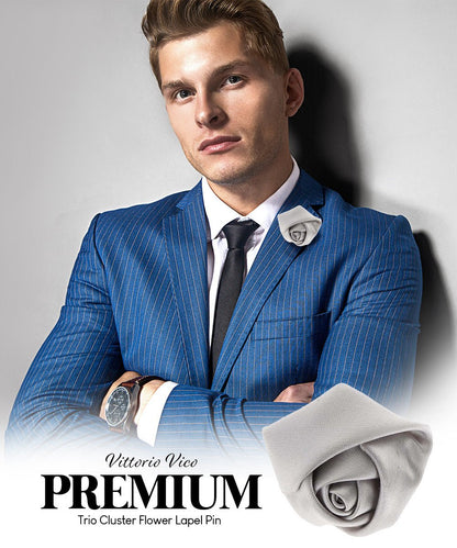 Rose Bud Flower Lapel Pin by Vittorio Vico (solidlapel - bud - silver) for Independent Retail Stores by Dubal Brothers