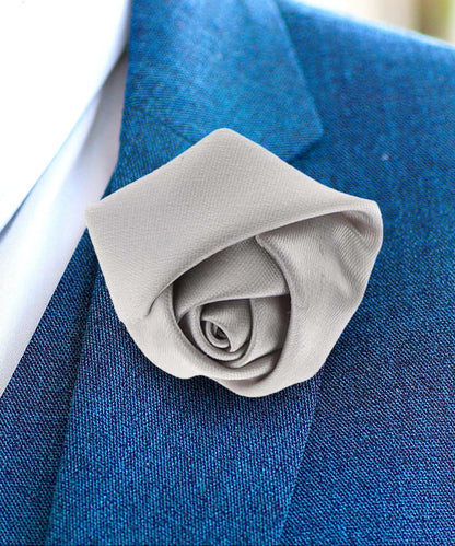 Rose Bud Flower Lapel Pin by Vittorio Vico (solidlapel - bud - silver) for Independent Retail Stores by Dubal Brothers