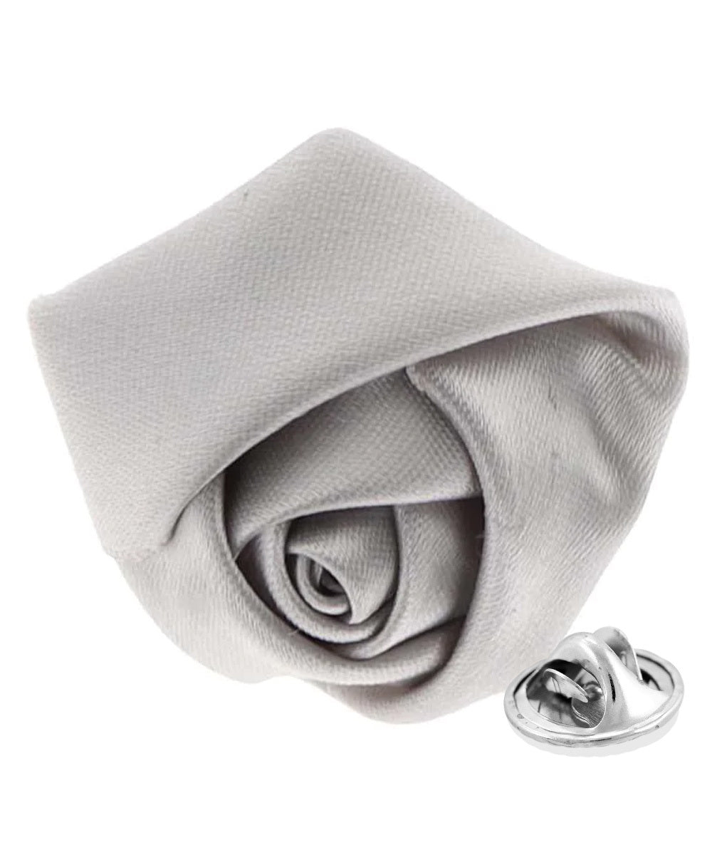 Rose Bud Flower Lapel Pin by Vittorio Vico (solidlapel - bud - silver) for Independent Retail Stores by Dubal Brothers