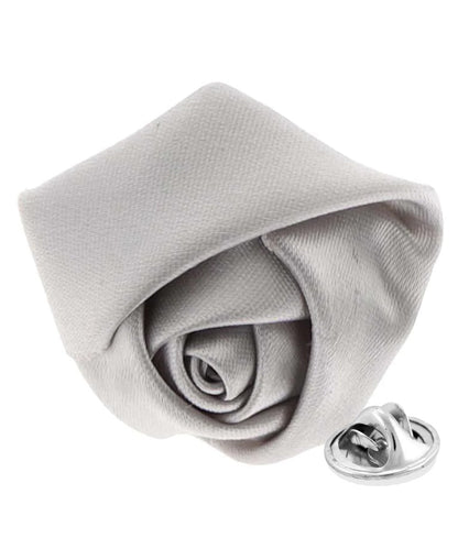Rose Bud Flower Lapel Pin by Vittorio Vico (solidlapel - bud - silver) for Independent Retail Stores by Dubal Brothers