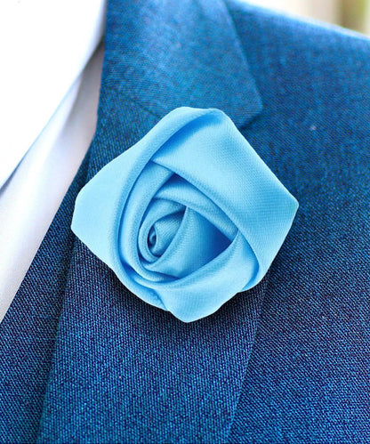 Rose Bud Flower Lapel Pin by Vittorio Vico (solidlapel - bud - turquoise) for Independent Retail Stores by Dubal Brothers