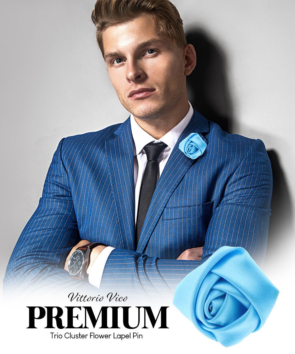 Rose Bud Flower Lapel Pin by Vittorio Vico (solidlapel - bud - turquoise) for Independent Retail Stores by Dubal Brothers