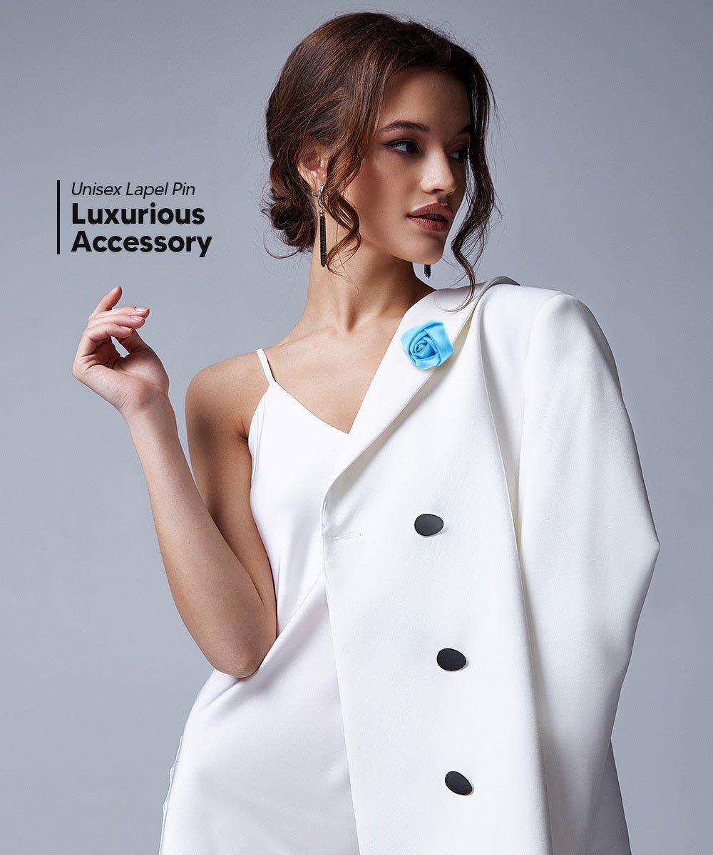 Rose Bud Flower Lapel Pin by Vittorio Vico (solidlapel - bud - turquoise) for Independent Retail Stores by Dubal Brothers