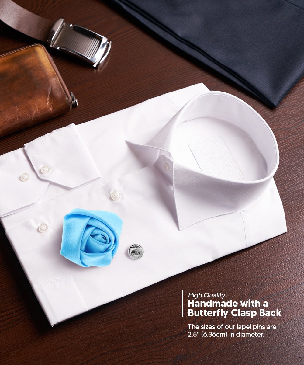 Rose Bud Flower Lapel Pin by Vittorio Vico (solidlapel - bud - turquoise) for Independent Retail Stores by Dubal Brothers