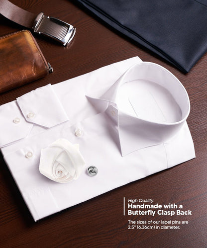 Rose Bud Flower Lapel Pin by Vittorio Vico (solidlapel - bud - white) for Independent Retail Stores by Dubal Brothers