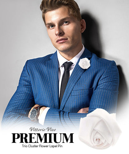 Rose Bud Flower Lapel Pin by Vittorio Vico (solidlapel - bud - white) for Independent Retail Stores by Dubal Brothers