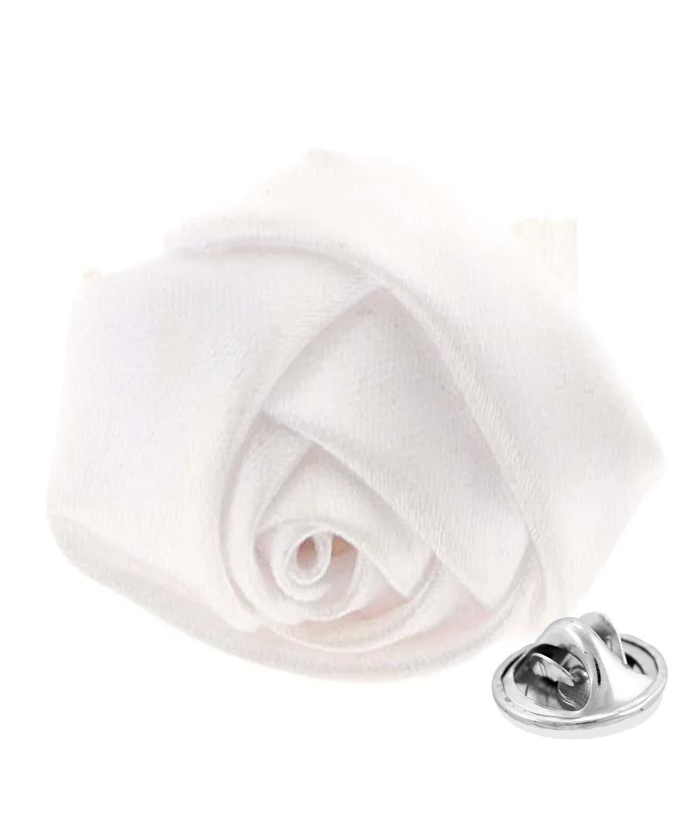 Rose Bud Flower Lapel Pin by Vittorio Vico (solidlapel - bud - white) for Independent Retail Stores by Dubal Brothers