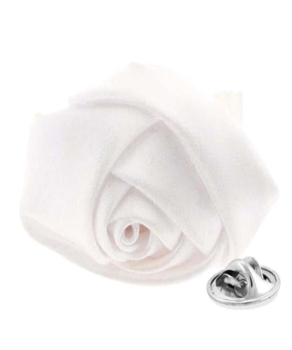 Rose Bud Flower Lapel Pin by Vittorio Vico (solidlapel - bud - white) for Independent Retail Stores by Dubal Brothers