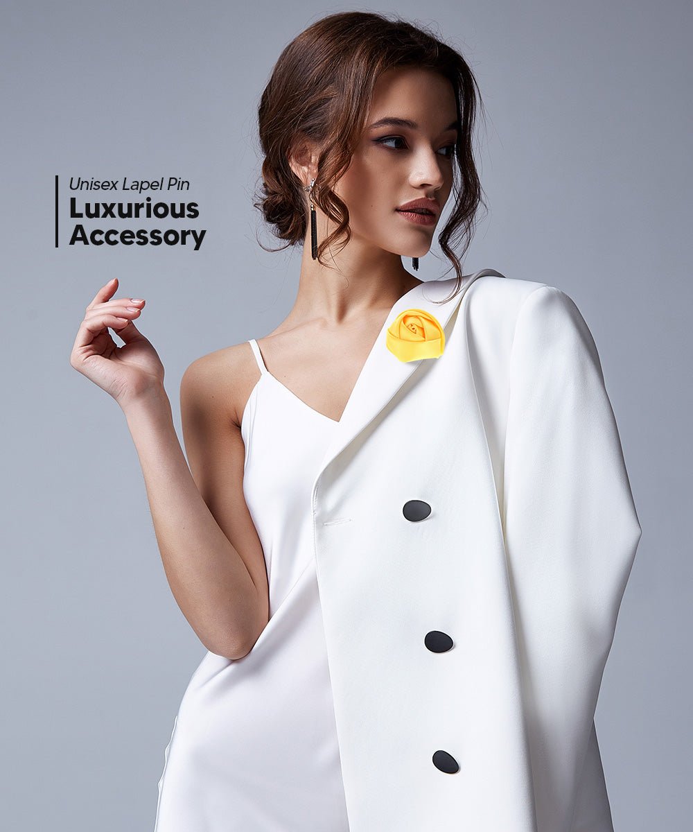 Rose Bud Flower Lapel Pin by Vittorio Vico (solidlapel - bud - yellow) for Independent Retail Stores by Dubal Brothers