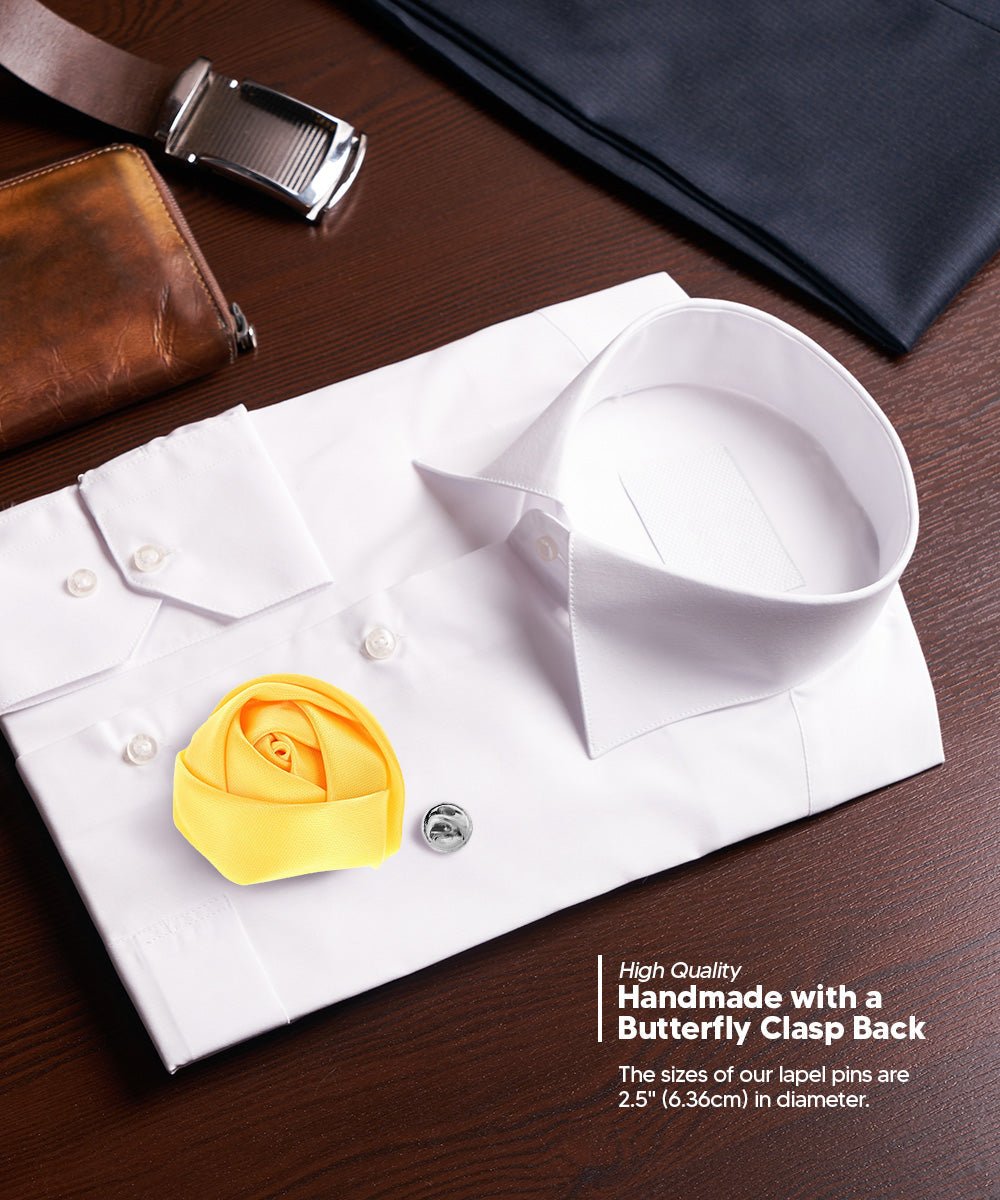 Rose Bud Flower Lapel Pin by Vittorio Vico (solidlapel - bud - yellow) for Independent Retail Stores by Dubal Brothers