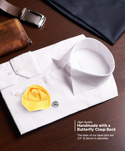 Rose Bud Flower Lapel Pin by Vittorio Vico (solidlapel - bud - yellow) for Independent Retail Stores by Dubal Brothers