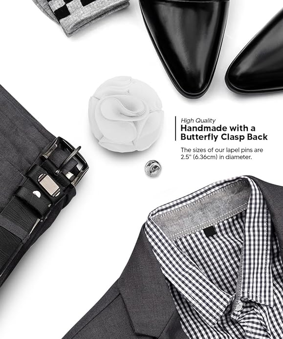 Rose Flower Lapel Pin by Vittorio Vico (45 - rose - white) for Independent Retail Stores by Dubal Brothers