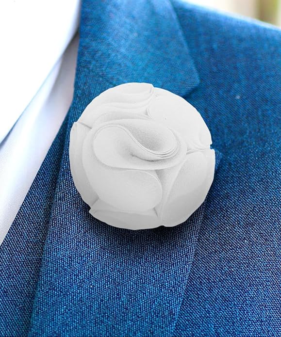 Rose Flower Lapel Pin by Vittorio Vico (45 - rose - white) for Independent Retail Stores by Dubal Brothers