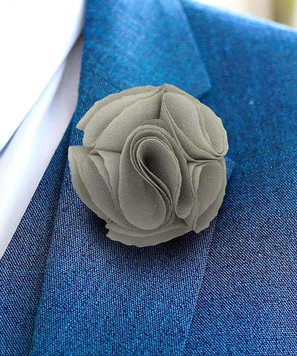 Rose Flower Lapel Pin by Vittorio Vico (47 - rose - gray) for Independent Retail Stores by Dubal Brothers