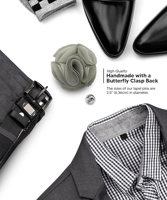 Rose Flower Lapel Pin by Vittorio Vico (47 - rose - gray) for Independent Retail Stores by Dubal Brothers