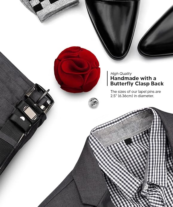 Rose Flower Lapel Pin by Vittorio Vico (49 - rose - red) for Independent Retail Stores by Dubal Brothers