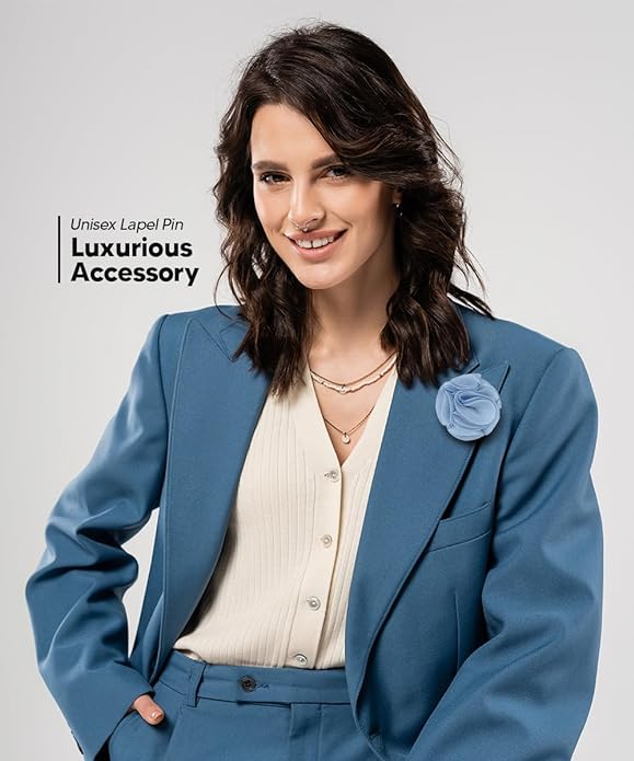 Rose Flower Lapel Pin by Vittorio Vico (51 - rose - sky) for Independent Retail Stores by Dubal Brothers