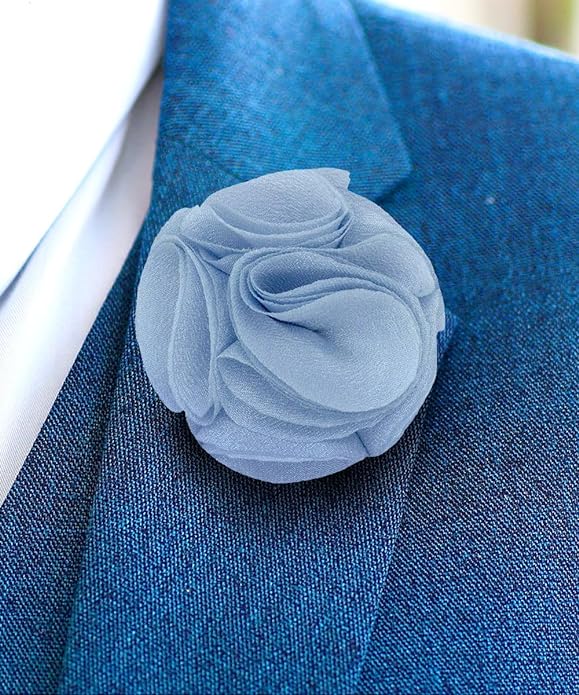 Rose Flower Lapel Pin by Vittorio Vico (51 - rose - sky) for Independent Retail Stores by Dubal Brothers
