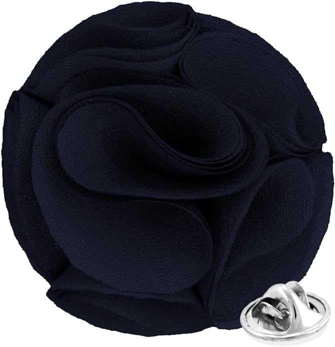 Rose Flower Lapel Pin by Vittorio Vico (52 - rose - navy) for Independent Retail Stores by Dubal Brothers