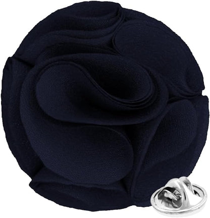 Rose Flower Lapel Pin by Vittorio Vico (52 - rose - navy) for Independent Retail Stores by Dubal Brothers