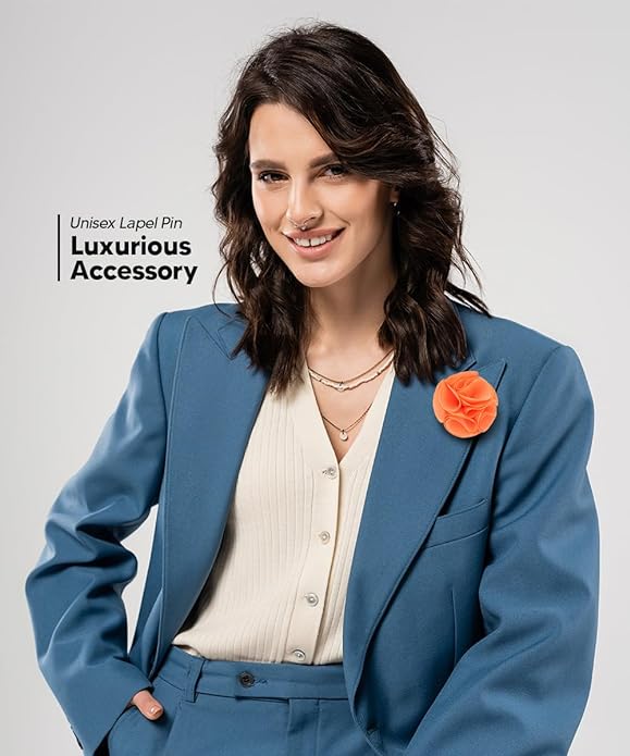 Rose Flower Lapel Pin by Vittorio Vico (73 - rose - coral) for Independent Retail Stores by Dubal Brothers