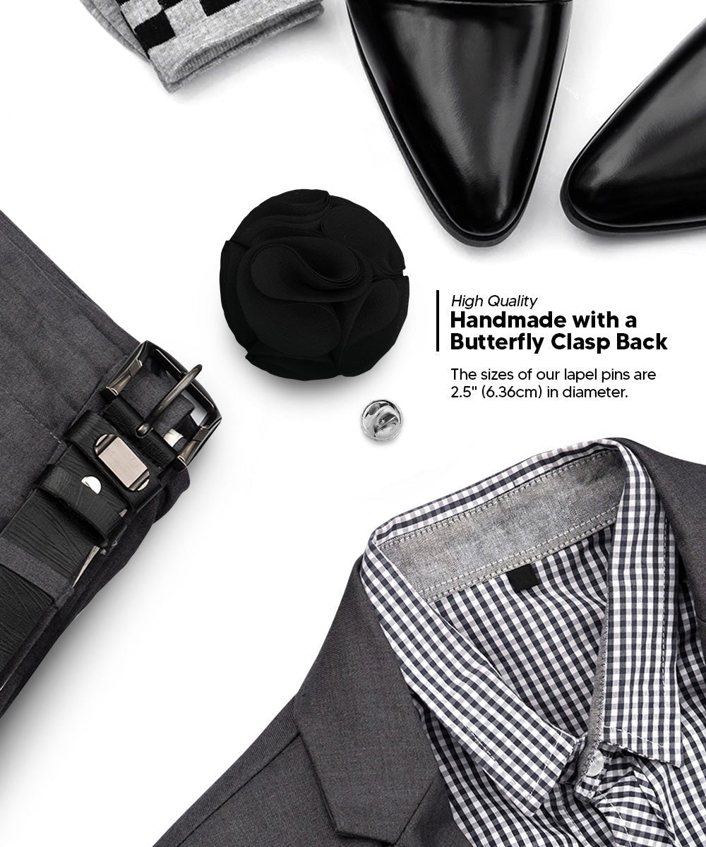 Rose Flower Lapel Pin by Vittorio Vico (74 - rose - black) for Independent Retail Stores by Dubal Brothers