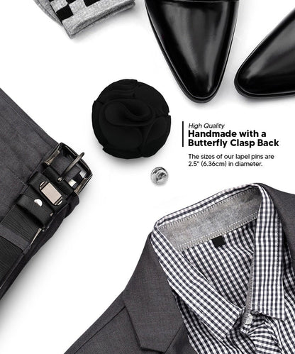 Rose Flower Lapel Pin by Vittorio Vico (74 - rose - black) for Independent Retail Stores by Dubal Brothers