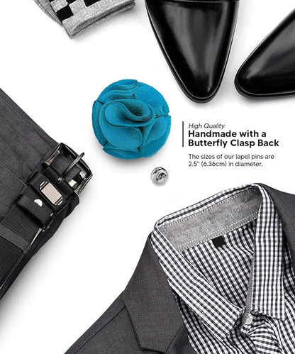 Rose Flower Lapel Pin by Vittorio Vico (77 - rose - turquoise) for Independent Retail Stores by Dubal Brothers