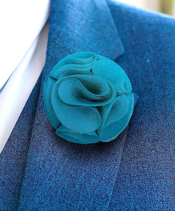 Rose Flower Lapel Pin by Vittorio Vico (77 - rose - turquoise) for Independent Retail Stores by Dubal Brothers