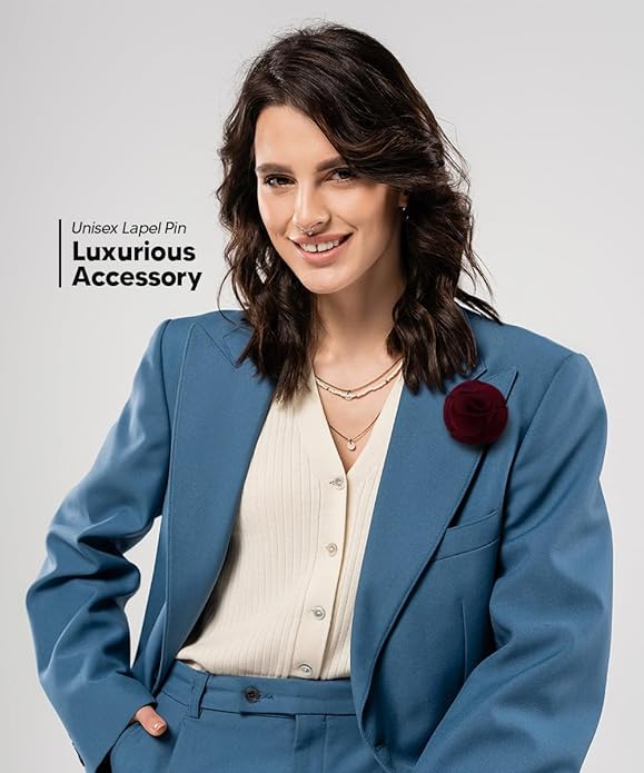 Rose Flower Lapel Pin by Vittorio Vico (78 - rose - burgundy) for Independent Retail Stores by Dubal Brothers