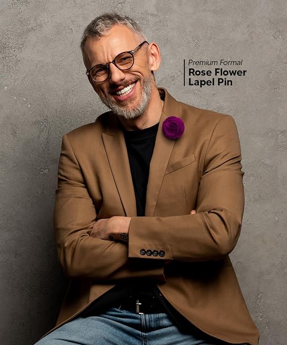 Rose Flower Lapel Pin by Vittorio Vico (80 - rose - magenta) for Independent Retail Stores by Dubal Brothers