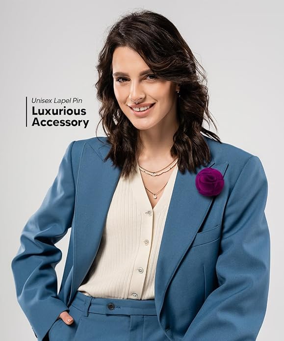 Rose Flower Lapel Pin by Vittorio Vico (80 - rose - magenta) for Independent Retail Stores by Dubal Brothers