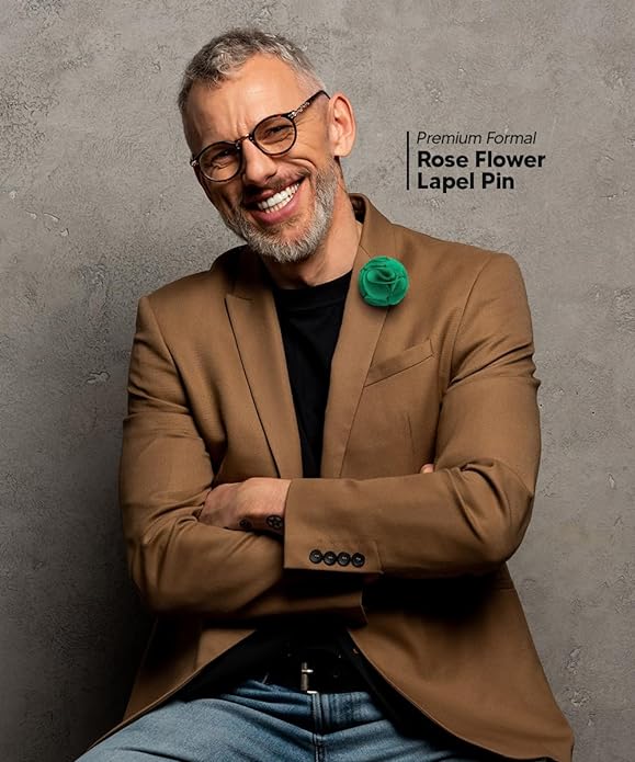 Rose Flower Lapel Pin by Vittorio Vico (81 - rose - aqua) for Independent Retail Stores by Dubal Brothers