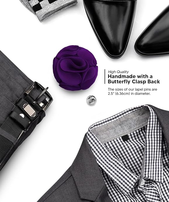 Rose Flower Lapel Pin by Vittorio Vico (82 - rose - purple) for Independent Retail Stores by Dubal Brothers