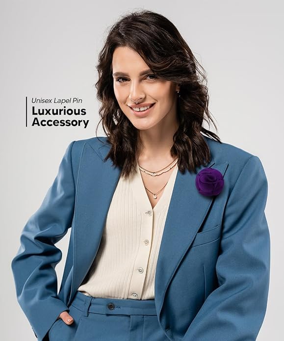 Rose Flower Lapel Pin by Vittorio Vico (82 - rose - purple) for Independent Retail Stores by Dubal Brothers