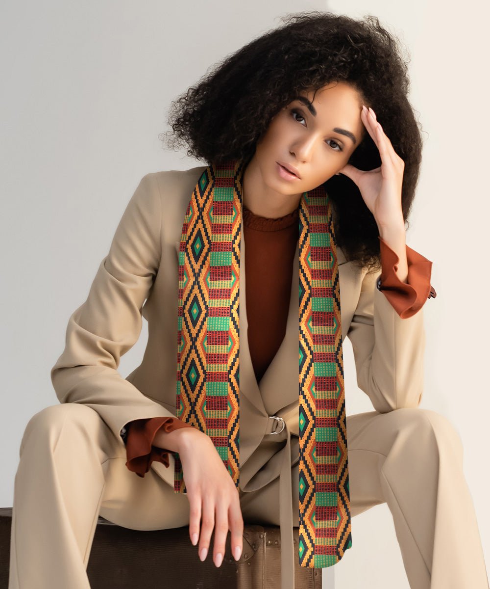 Vittorio Farina Mens' Kente Satin Scarf - SCARVES_Kente #2 - Classy Cufflinks