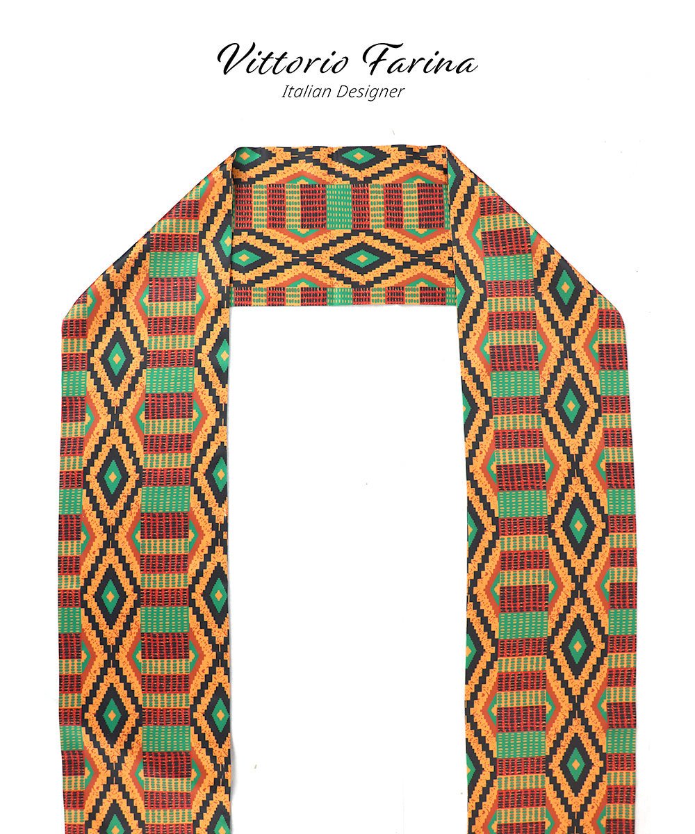 Vittorio Farina Mens' Kente Satin Scarf - SCARVES_Kente #2 - Classy Cufflinks