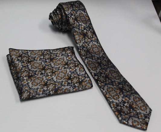 Skinny Design Necktie & Pocket Square by Vittorio Farina (NH - SD - 0001) for Independent Retail Stores by Dubal Brothers