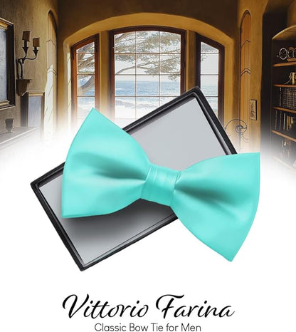 Solid Bow Tie in a Box by Vittorio Farina (basic - bow - tie - aqua) for Independent Retail Stores by Dubal Brothers
