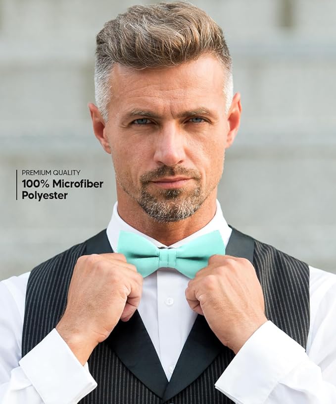 Solid Bow Tie in a Box by Vittorio Farina (basic - bow - tie - aqua) for Independent Retail Stores by Dubal Brothers