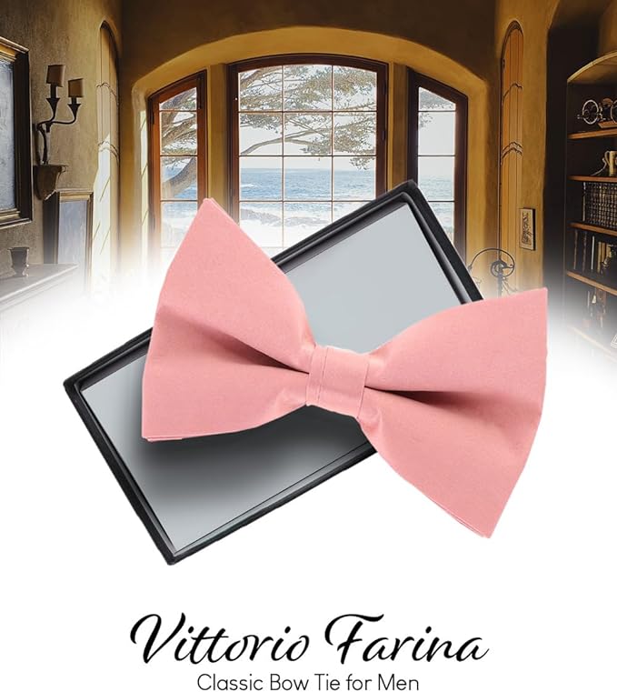 Solid Bow Tie in a Box by Vittorio Farina (basic - bow - tie - blush) for Independent Retail Stores by Dubal Brothers