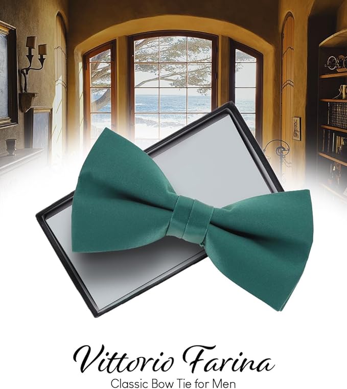 Solid Bow Tie in a Box by Vittorio Farina (basic - bow - tie - kelly) for Independent Retail Stores by Dubal Brothers
