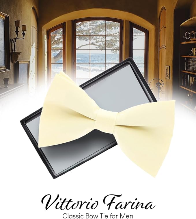 Solid Bow Tie in a Box by Vittorio Farina (basic - bow - tie - navy) for Independent Retail Stores by Dubal Brothers
